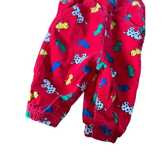 Oshkosh Kennel Klub Vintage 90s Red Puppy Overalls Kids - Picture 9 of 9